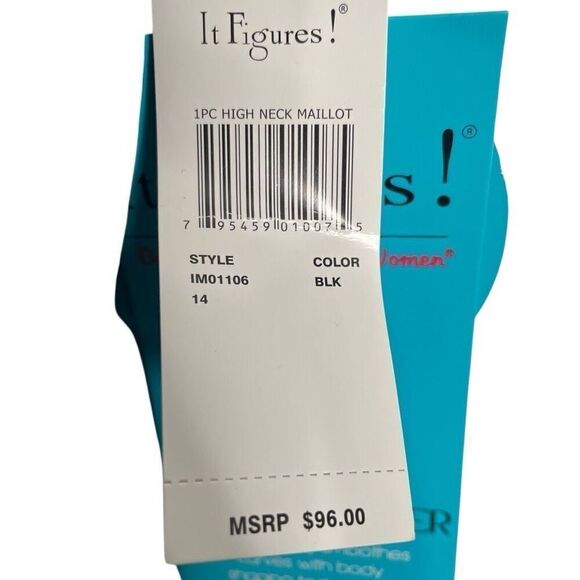 It Figures Womens Tummy Thinner One Piece Maillot Swimsuit 14 High Neck Slimming - Picture 6 of 7